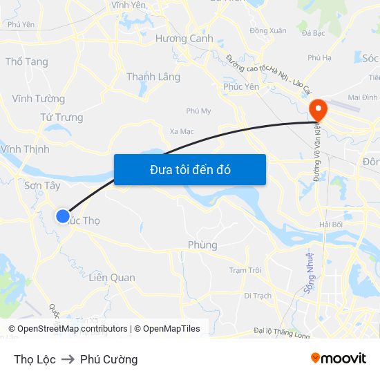 Thọ Lộc to Phú Cường map