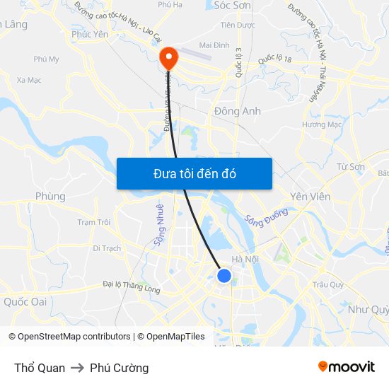 Thổ Quan to Phú Cường map