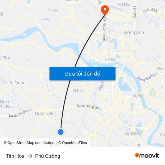 Tân Hòa to Phú Cường map