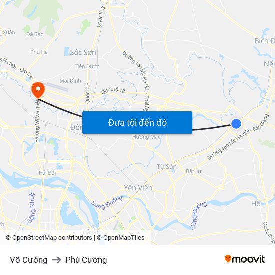 Võ Cường to Phú Cường map