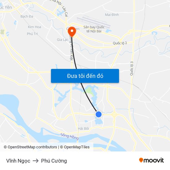 Vĩnh Ngọc to Phú Cường map