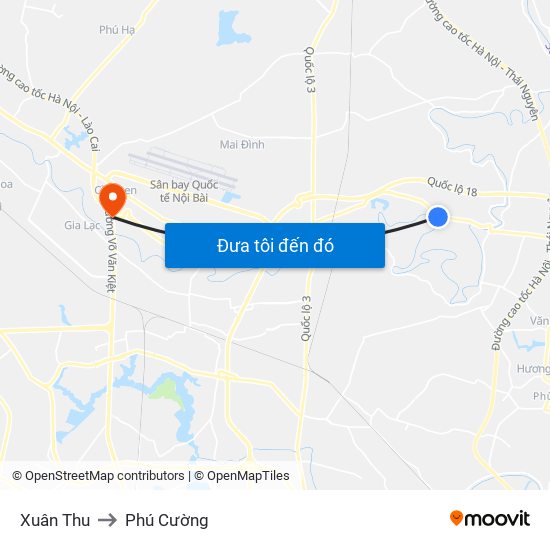 Xuân Thu to Phú Cường map