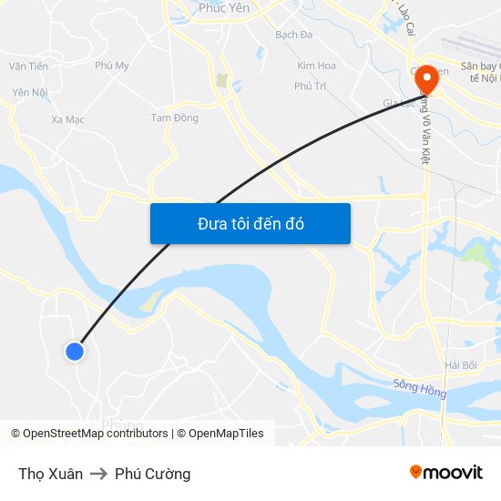 Thọ Xuân to Phú Cường map