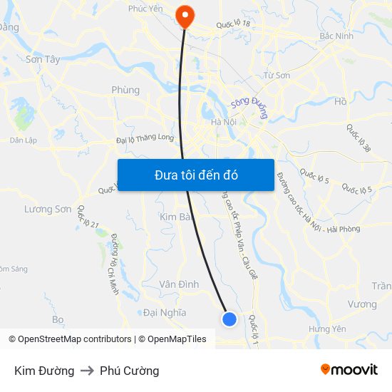 Kim Đường to Phú Cường map