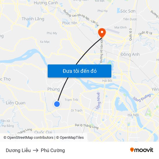 Dương Liễu to Phú Cường map