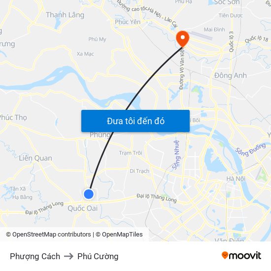 Phượng Cách to Phú Cường map