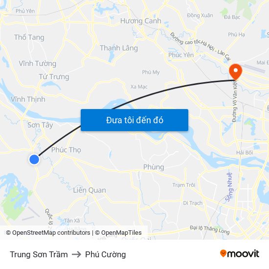 Trung Sơn Trầm to Phú Cường map