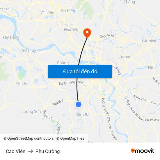 Cao Viên to Phú Cường map