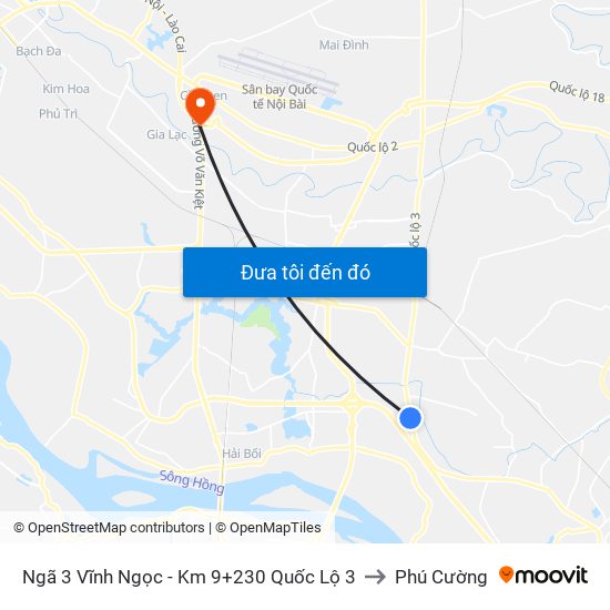 Ngã 3 Vĩnh Ngọc - Km 9+230 Quốc Lộ 3 to Phú Cường map