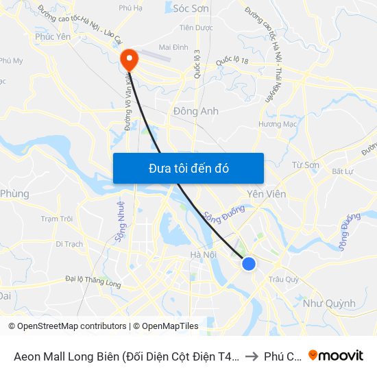 Aeon Mall Long Biên (Đối Diện Cột Điện T4a/2a-B Đường Cổ Linh) to Phú Cường map