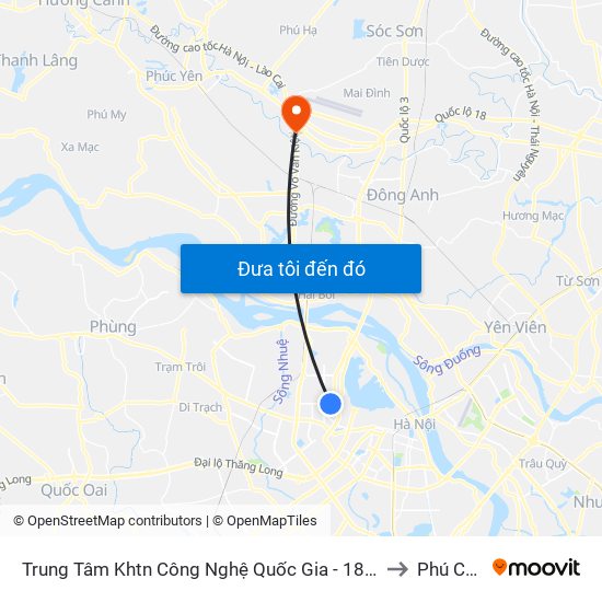 Trung Tâm Khtn Công Nghệ Quốc Gia - 18 Hoàng Quốc Việt to Phú Cường map