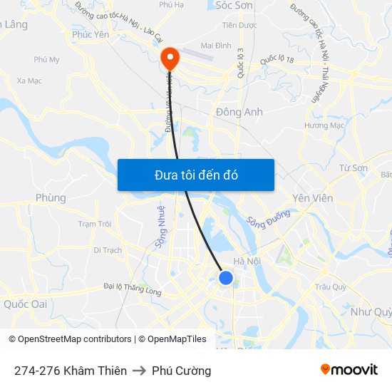 274-276 Khâm Thiên to Phú Cường map