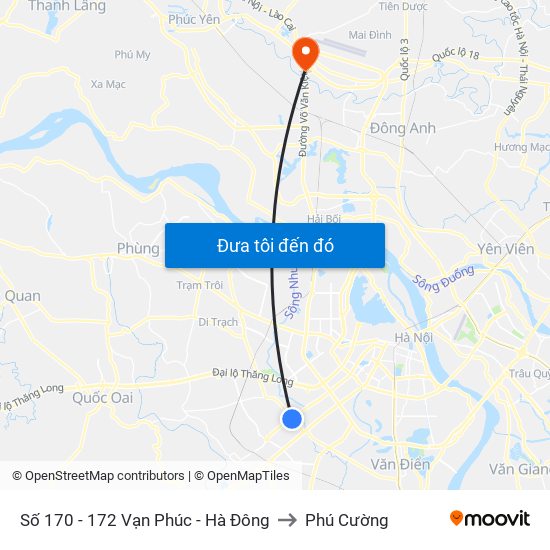 Số 170 - 172 Vạn Phúc - Hà Đông to Phú Cường map