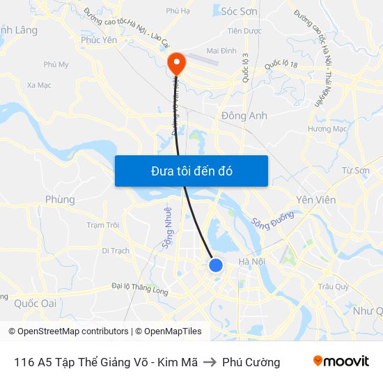 116 A5 Tập Thể Giảng Võ - Kim Mã to Phú Cường map