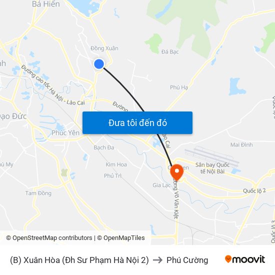 (B) Xuân Hòa (Đh Sư Phạm Hà Nội 2) to Phú Cường map