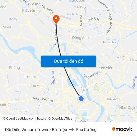 Đối Diện Vincom Tower - Bà Triệu to Phú Cường map