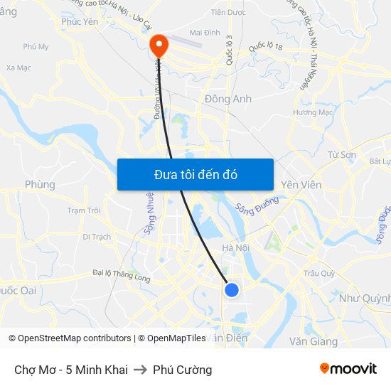 Chợ Mơ - 5 Minh Khai to Phú Cường map