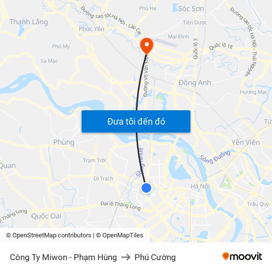 Công Ty Miwon - Phạm Hùng to Phú Cường map