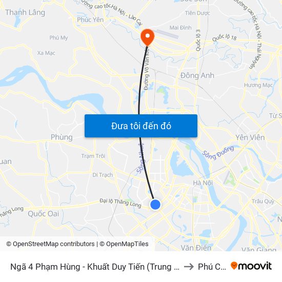 Ngã 4 Phạm Hùng - Khuất Duy Tiến (Trung Tâm Hội Nghị Quốc Gia) to Phú Cường map