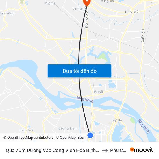 Qua 70m Đường Vào Công Viên Hòa Bình - Phạm Văn Đồng to Phú Cường map