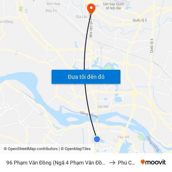 96 Phạm Văn Đồng (Ngã 4 Phạm Văn Đồng - Xuân Đỉnh) to Phú Cường map