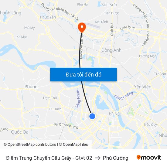 Điểm Trung Chuyển Cầu Giấy - Gtvt 02 to Phú Cường map