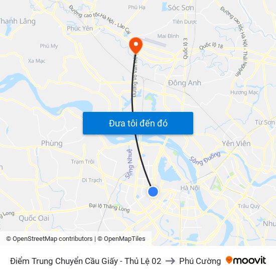 Điểm Trung Chuyển Cầu Giấy - Thủ Lệ 02 to Phú Cường map