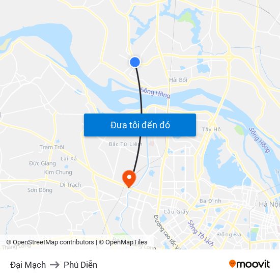 Đại Mạch to Phú Diễn map