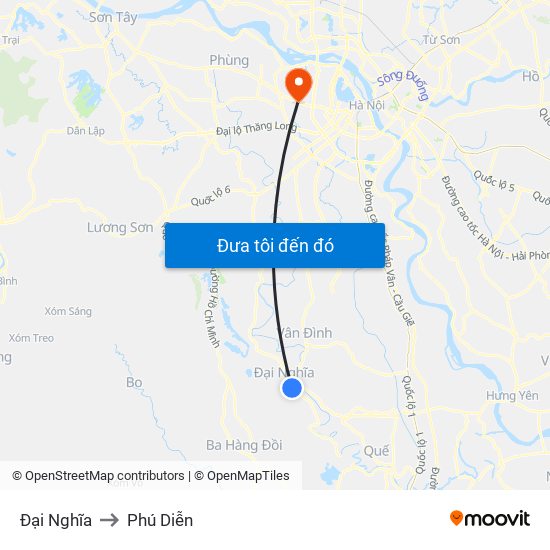 Đại Nghĩa to Phú Diễn map