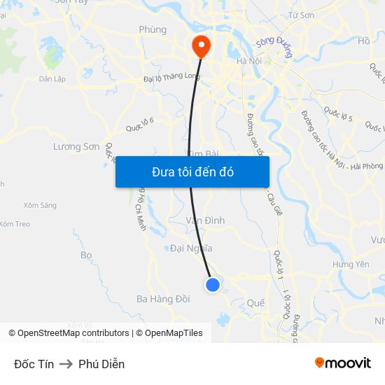Đốc Tín to Phú Diễn map