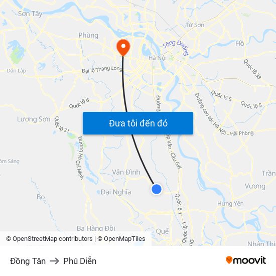 Đồng Tân to Phú Diễn map
