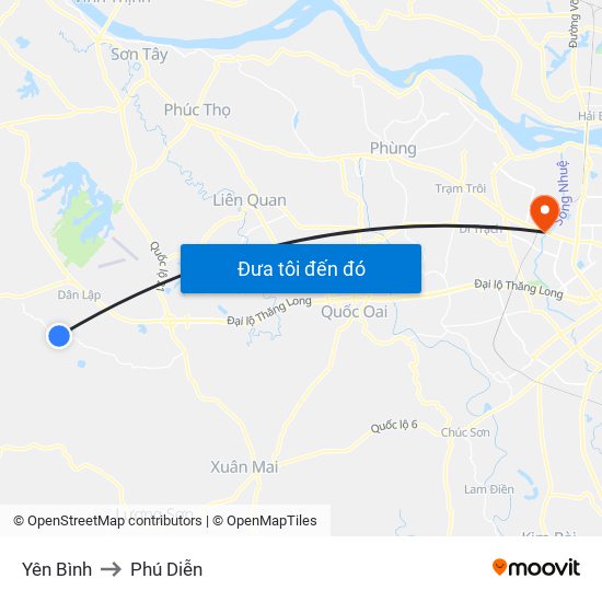 Yên Bình to Phú Diễn map