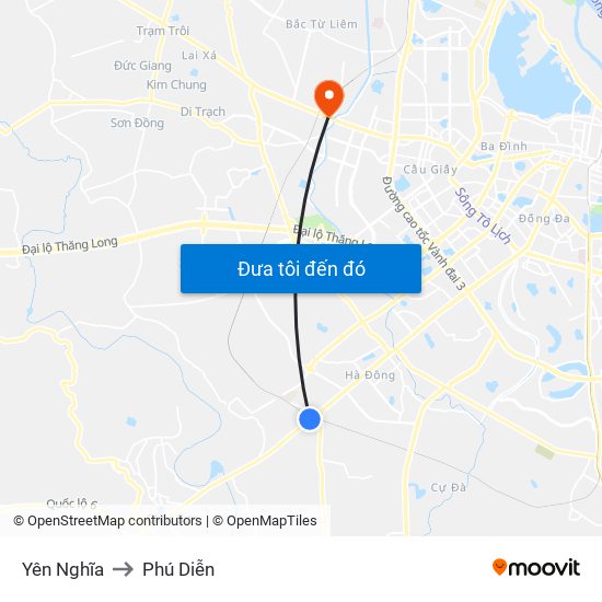 Yên Nghĩa to Phú Diễn map