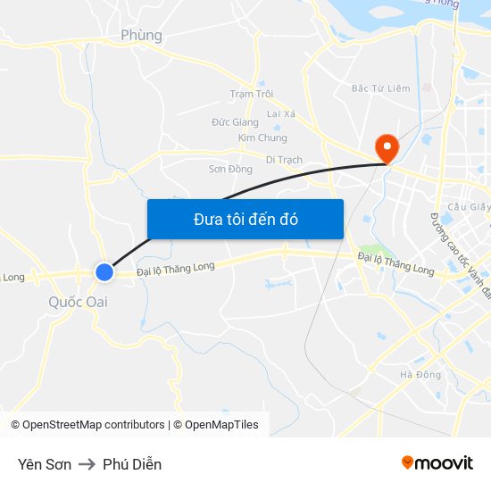 Yên Sơn to Phú Diễn map
