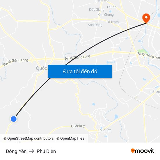 Đông Yên to Phú Diễn map