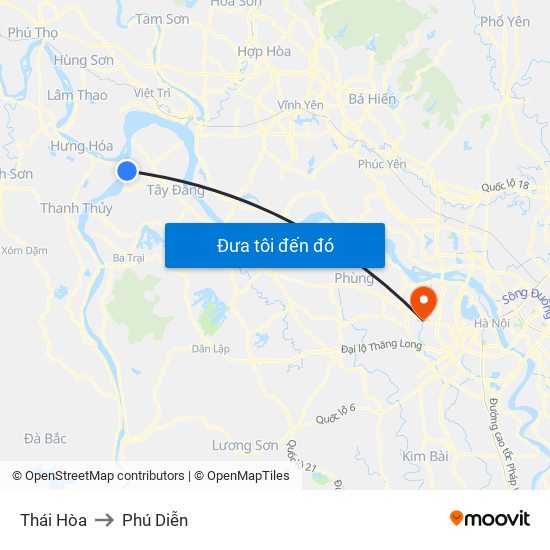 Thái Hòa to Phú Diễn map