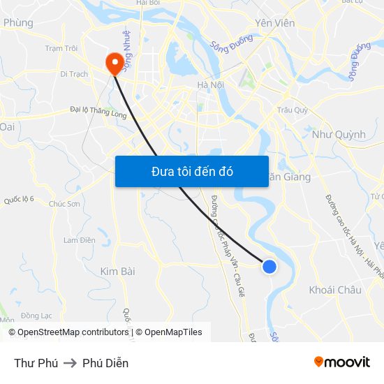 Thư Phú to Phú Diễn map