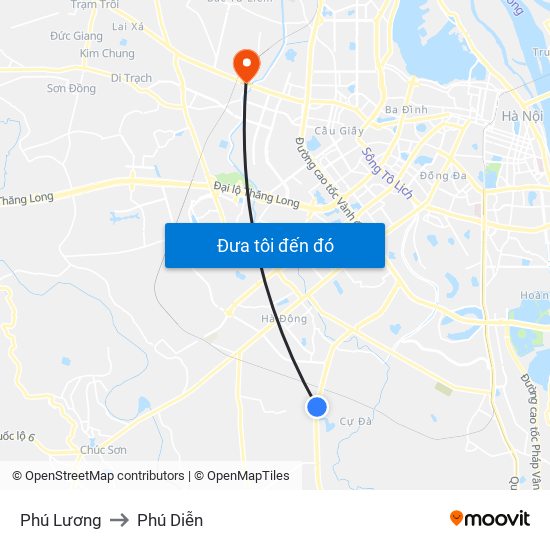 Phú Lương to Phú Diễn map