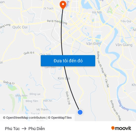 Phú Túc to Phú Diễn map