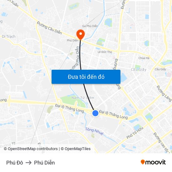 Phú Đô to Phú Diễn map