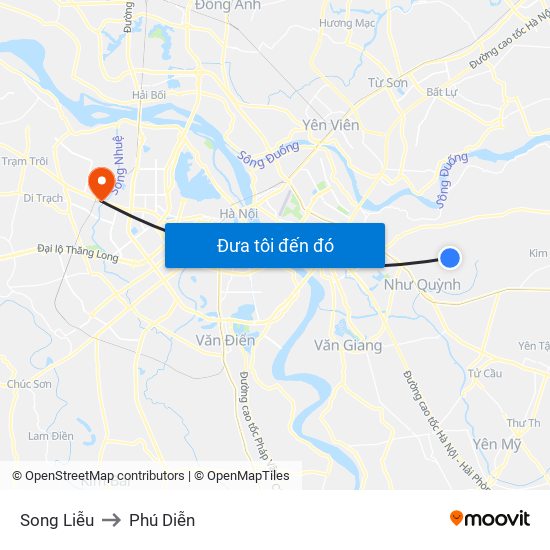 Song Liễu to Phú Diễn map