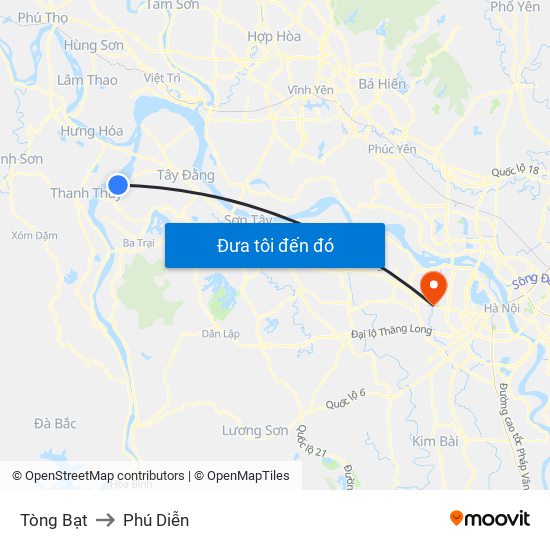 Tòng Bạt to Phú Diễn map