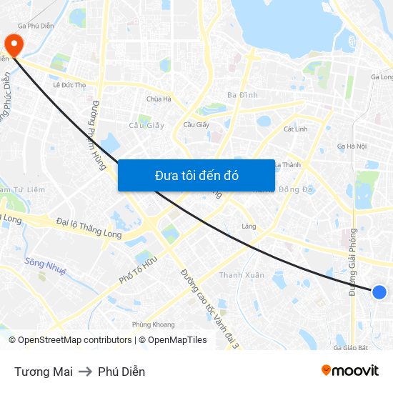 Tương Mai to Phú Diễn map