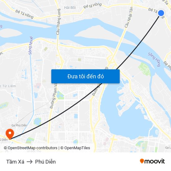 Tầm Xá to Phú Diễn map