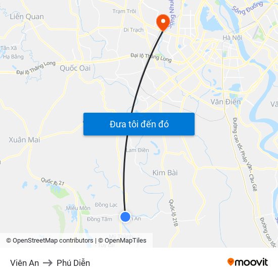 Viên An to Phú Diễn map