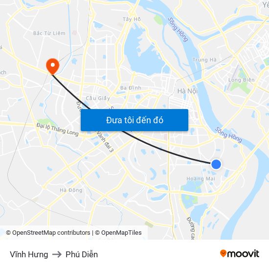 Vĩnh Hưng to Phú Diễn map