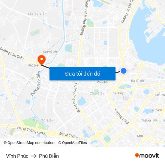 Vĩnh Phúc to Phú Diễn map