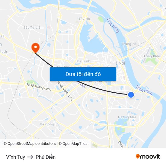 Vĩnh Tuy to Phú Diễn map