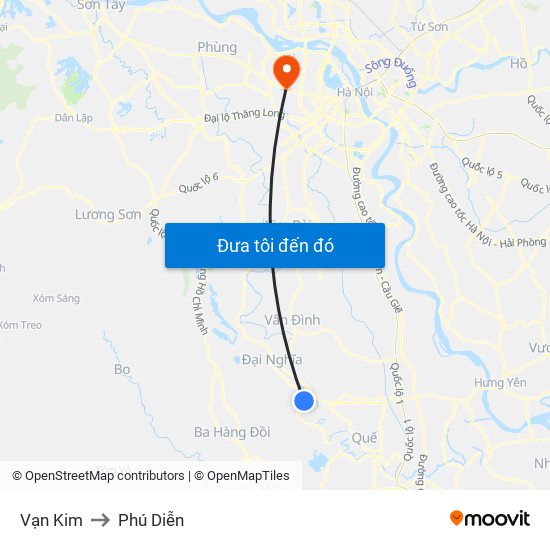 Vạn Kim to Phú Diễn map