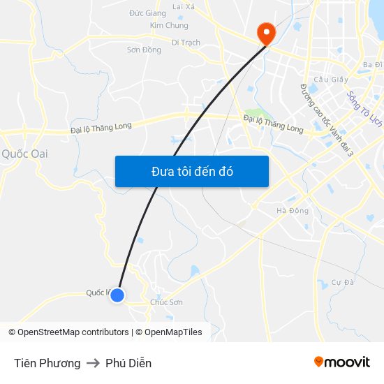 Tiên Phương to Phú Diễn map